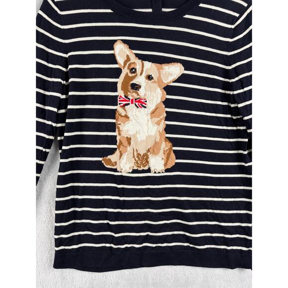 Talbots Striped Corgi Sweater – Medium Petite | Navy & Cream - Picture 5 of 7